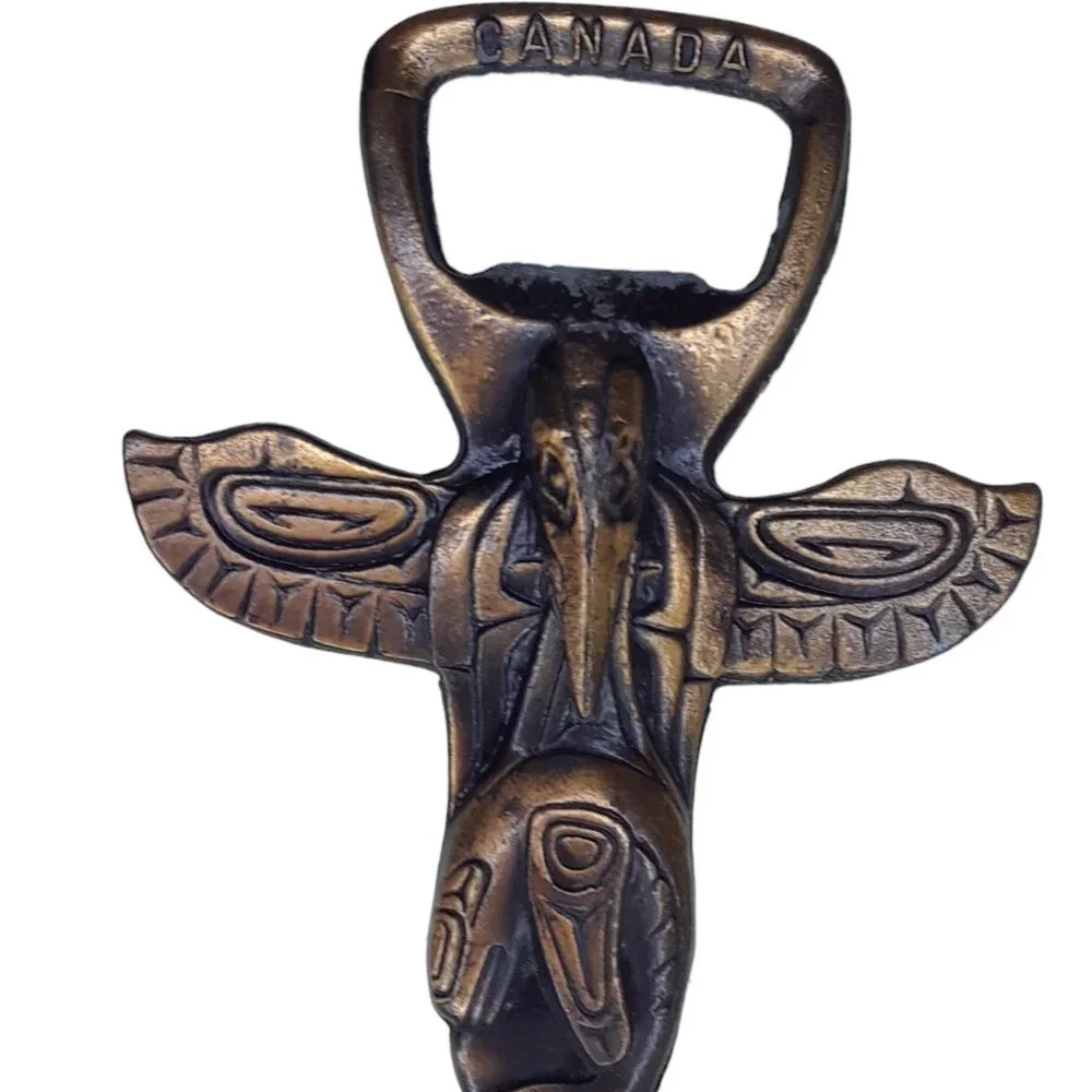 Vintage Kwakiutl Thunderbird Totem Pole Bottle Opener Canada made by Boma